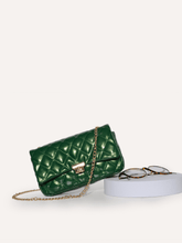 Solid Color Patent Leather Chain Strap Quilted Shoulder Bag - Shah S. Sahota